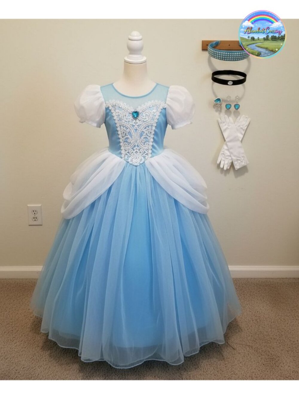 Girls Princess Cinderella Costume Dress Up Party Outfit Set